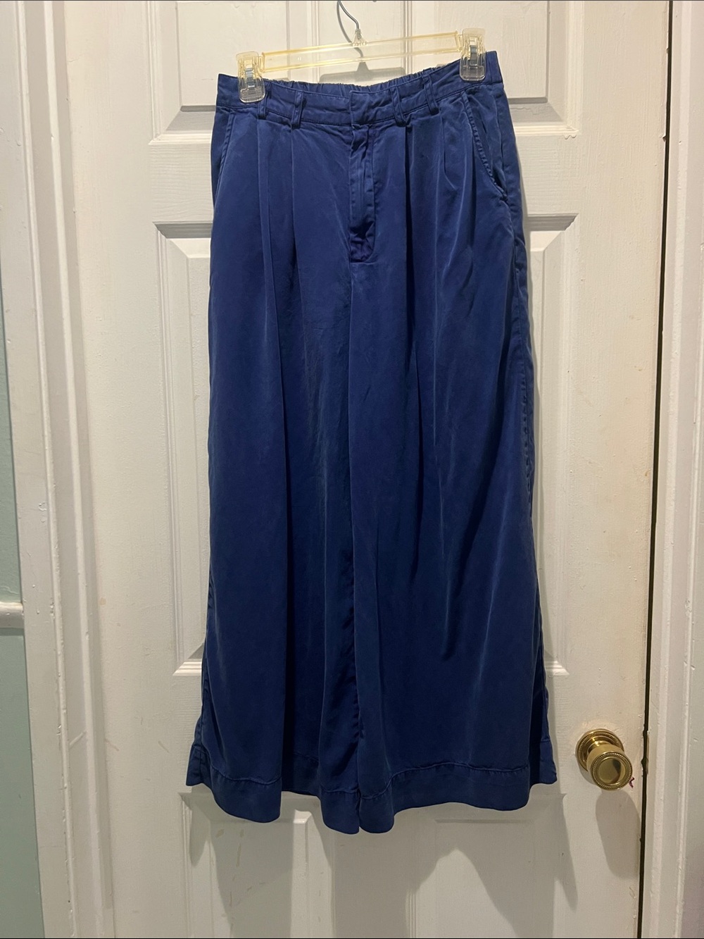 Women's Navy Blue Flare Wide Leg Pants - Picture 1 of 11